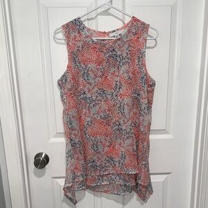 Fever Coral and Navy Floral Tank Top